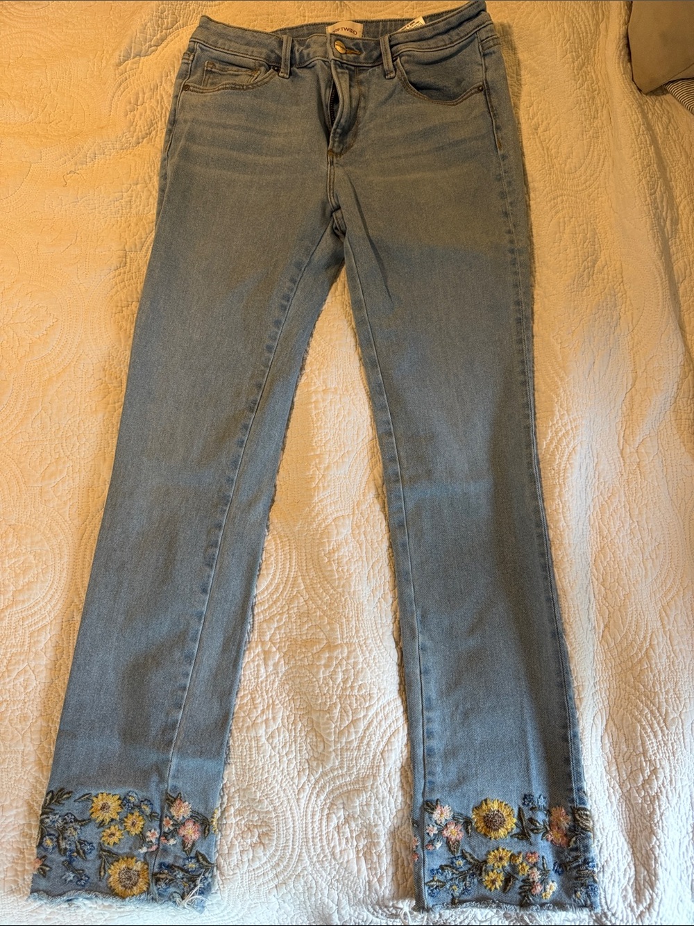 DRIFTWOOD Light Blue Embroidered Flare Jeans